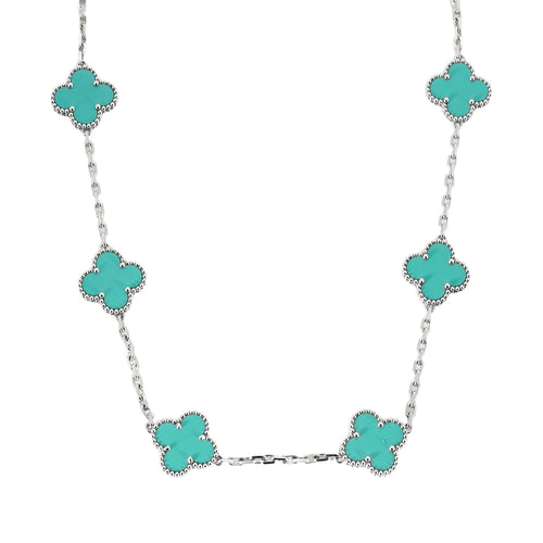 Collier VAN CLEEF & ARPELS - Vintage Alhambra - Collier or blanc et turquoise 58 Facettes DV0830-13