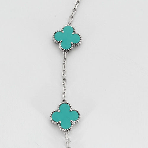 Collier VAN CLEEF & ARPELS - Vintage Alhambra - Collier or blanc et turquoise 58 Facettes DV0830-13