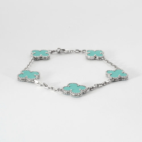 Bracelet VAN CLEEF & ARPELS - Vintage Alhambra - Bracelet or blanc et turquoise 58 Facettes DV0830-14