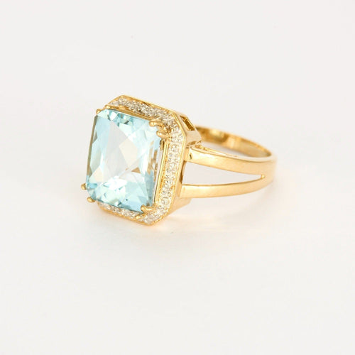 Bague 61 Bague or jaune et gris, diamants et aigue marine 58 Facettes DV9172-3-61-2