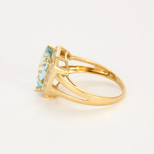 Bague 61 Bague or jaune et gris, diamants et aigue marine 58 Facettes DV9172-3-61-2