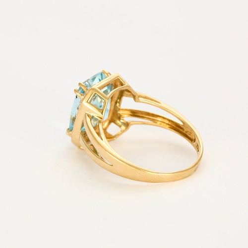 Bague 61 Bague or jaune et gris, diamants et aigue marine 58 Facettes DV9172-3-61-2