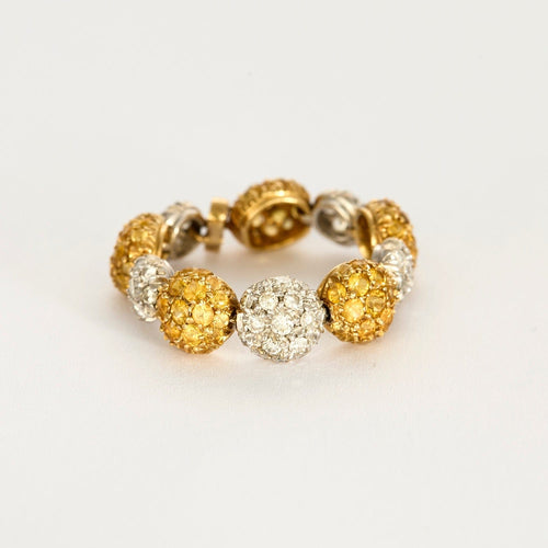 Bague 59 CHANTECLER- Bagues souples en or jaune et or gris, diamants et saphirs jaune 58 Facettes DV0956-1-59-2