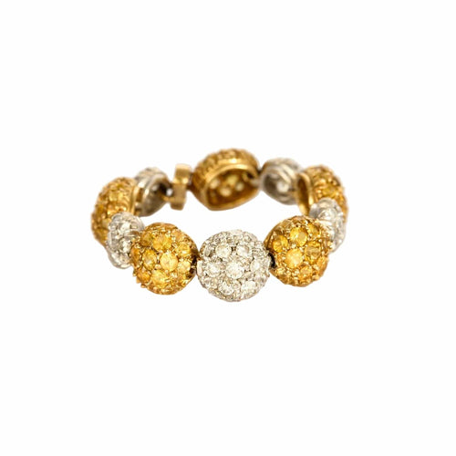 Bague 59 CHANTECLER- Bagues souples en or jaune et or gris, diamants et saphirs jaune 58 Facettes DV0956-1-59-2