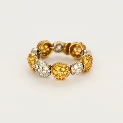 59 CHANTECLER- Bagues souples en or jaune et or gris, diamants et saphirs jaune 58 Facettes DV0956-1-59-2