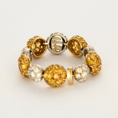 59 CHANTECLER- Bagues souples en or jaune et or gris, diamants et saphirs jaune 58 Facettes DV0956-1-59-2