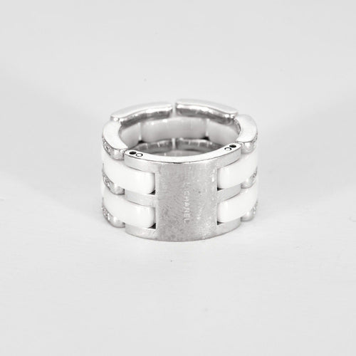 Bague 52 CHANEL - ULTRA - Bague céramique blanche, or gris et diamants. 58 Facettes DV11960-2-52-1