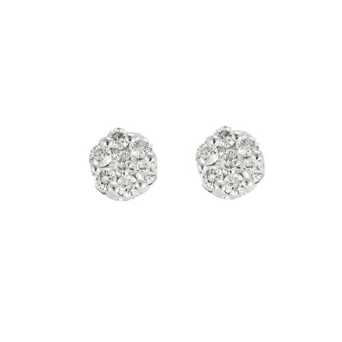Boutons d'oreilles en or gris et diamants 58 Facettes DV12539-2