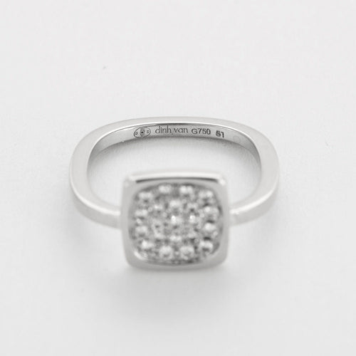 Bague 51 DINH VAN - Impression - Petit Modèle - Bague en or gris et diamants 58 Facettes DV0963-1-51-2