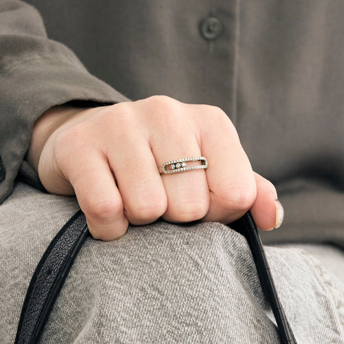 Bague 53 MESSIKA - Bague Baby Move en or blanc 18K (750 Millièmes) pavée de diamants 58 Facettes DV12249-1-53-2