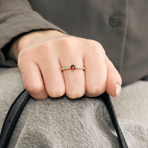 Bague 53 POMELLATO -  M'ama Non M'ama - Bague en or rose grenat et diamants 58 Facettes DV0014-9
