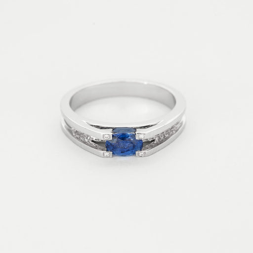 Bague 53 Bague en or gris saphir et diamants 58 Facettes DV5390-10-53-10