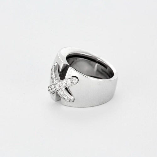 Bague 52 CHAUMET - Lien -  Large Bague en or gris serti d'un lien orné de petits diamants 58 Facettes DV11308-2-52-9