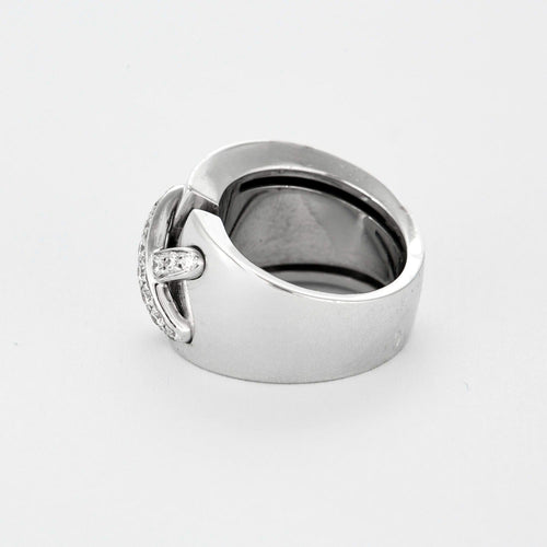 Bague 52 CHAUMET - Lien -  Large Bague en or gris serti d'un lien orné de petits diamants 58 Facettes DV11308-2-52-9