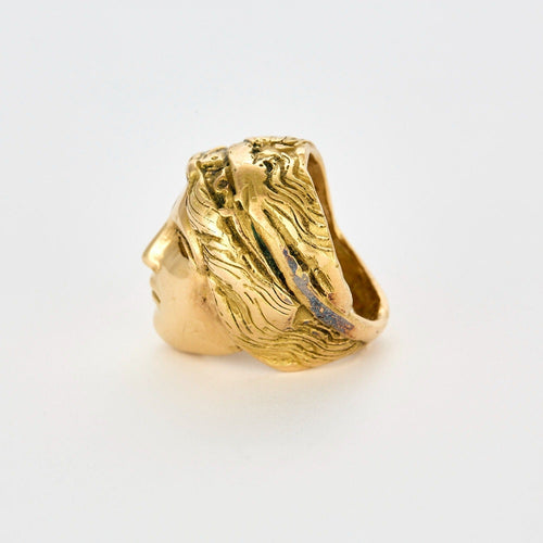 Bague 48 Bague sculpturale à motif de femme en or jaune 58 Facettes DV0960-13-48-2