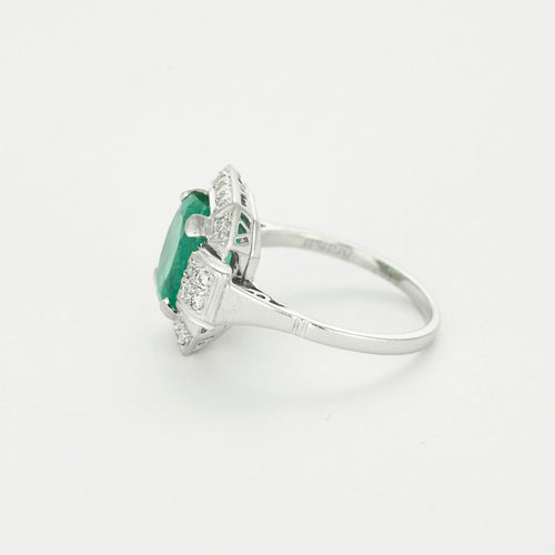 Bague 52 Bague en or gris , Emeraude de Colombie et diamants 58 Facettes DV11451-5-52-2