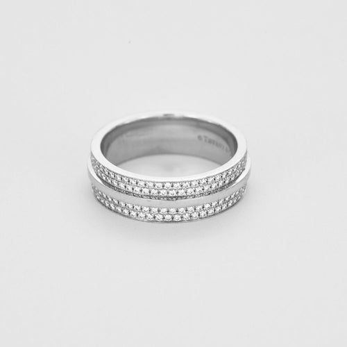 Bague 51 TIFFANY & CO - Collection Tiffany T - Bague en or blanc et diamants 58 Facettes DV11607-1-51-2