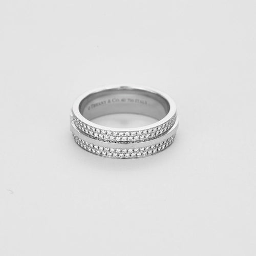 Bague 51 TIFFANY & CO - Collection Tiffany T - Bague en or blanc et diamants 58 Facettes DV11607-1-51-2