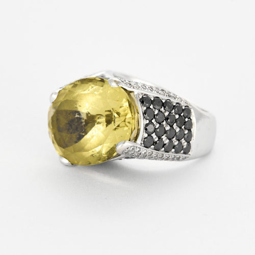 Bague 55 Bague cocktail en or gris avec péridot et diamants 58 Facettes DV3580-2-DV0882-1