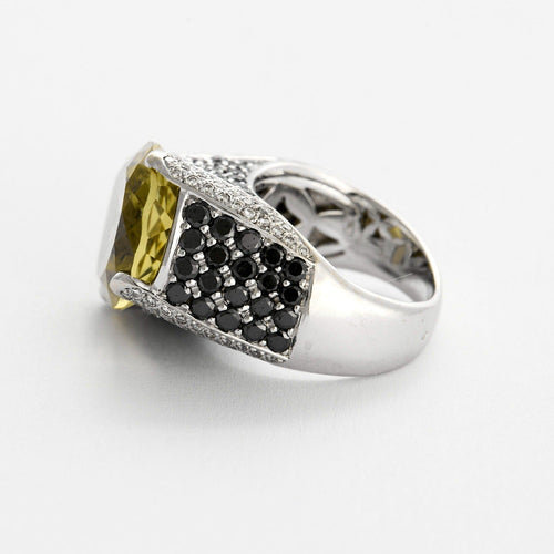 Bague 55 Bague cocktail en or gris avec péridot et diamants 58 Facettes DV3580-2-DV0882-1