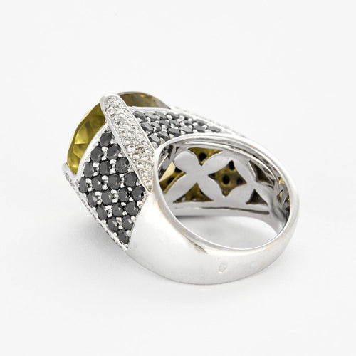 Bague 55 Bague cocktail en or gris avec péridot et diamants 58 Facettes DV3580-2-DV0882-1