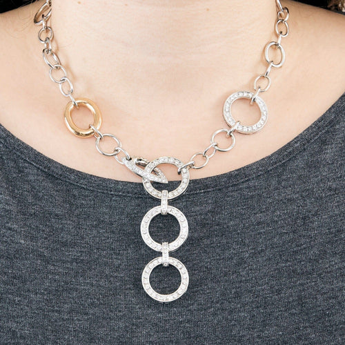 Collier Collier en or jaune et or gris à maillons rond et diamants 58 Facettes DV3580-3