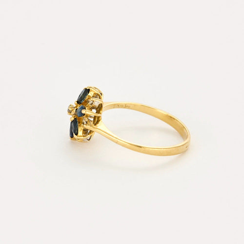 Bague 49 Bague "Fleur" or jaune, diamants et saphir 58 Facettes DV0974-6-49-2