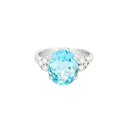 Bague 52 Bague en or gris topaze et diamants 58 Facettes DV0975-3-52-2