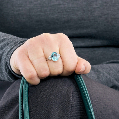 Bague 52 Bague en or gris topaze et diamants 58 Facettes DV0975-3-52-2