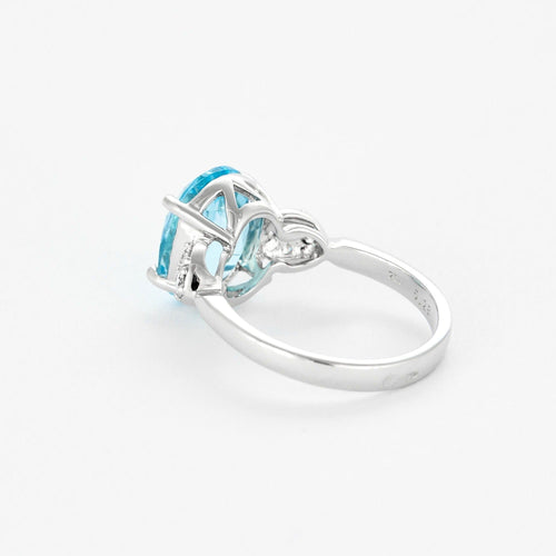 Bague 52 Bague en or gris topaze et diamants 58 Facettes DV0975-3-52-2