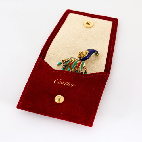 Broche CARTIER - Le fou du roi - Rare Broche en or jaune turquoise et émail polychrome 58 Facettes DV0977-1