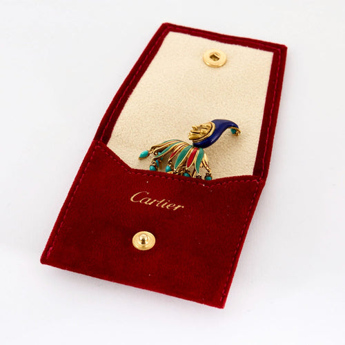 Broche CARTIER - Le fou du roi - Rare Broche en or jaune turquoise et émail polychrome 58 Facettes DV0977-1