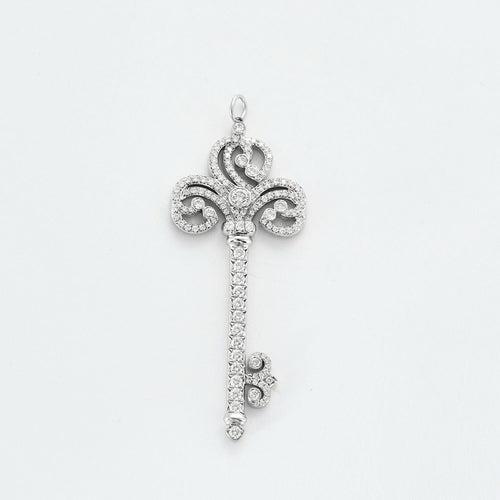 Pendentif TIFFANY - Fleur de lys - Pendentif Clef platine et diamants 58 Facettes DV0707-3