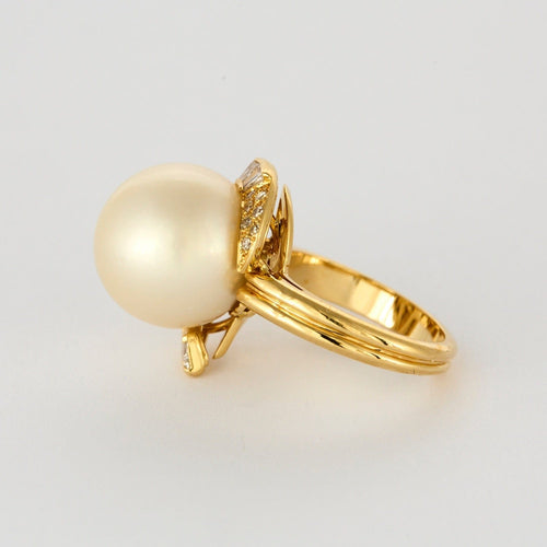 Bague 53 Bague en or jaune, perle de culture et diamants 58 Facettes DV0978-7-53-2