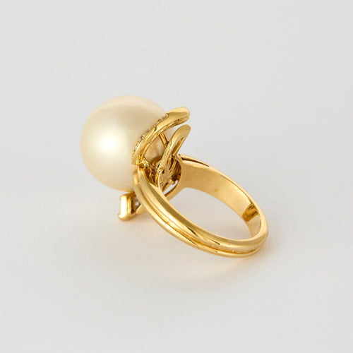 Bague 53 Bague en or jaune, perle de culture et diamants 58 Facettes DV0978-7-53-2