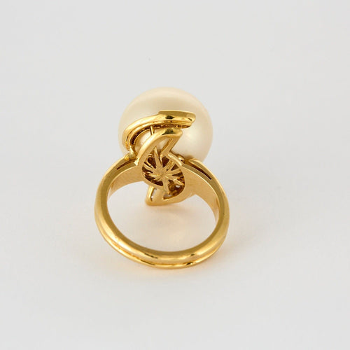 Bague 53 Bague en or jaune, perle de culture et diamants 58 Facettes DV0978-7-53-2