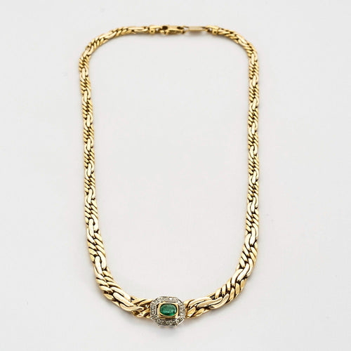 Collier Collier gourmette en or , émeraude et diamants 58 Facettes DV0463-16