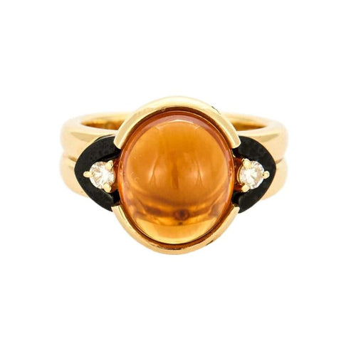 Bague 51 Bague en or jaune onyx, diamants et citrine 58 Facettes DV0463-15-51-2