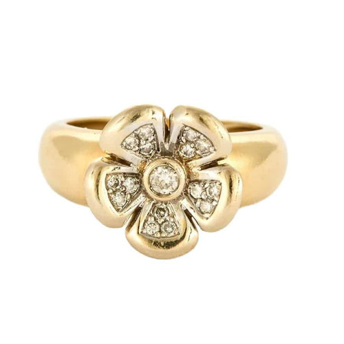 Bague 55 Bague "Fleur" or jaune, or gris et diamants 58 Facettes DV11262-7-DV0882-1