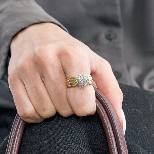 Bague 54 Bague en or jaune, or gris et diamants 58 Facettes DV11262-8-54-3