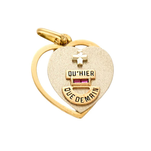 Pendentif Médaille sentimentale en or jaune et or gris 58 Facettes DV11262-10