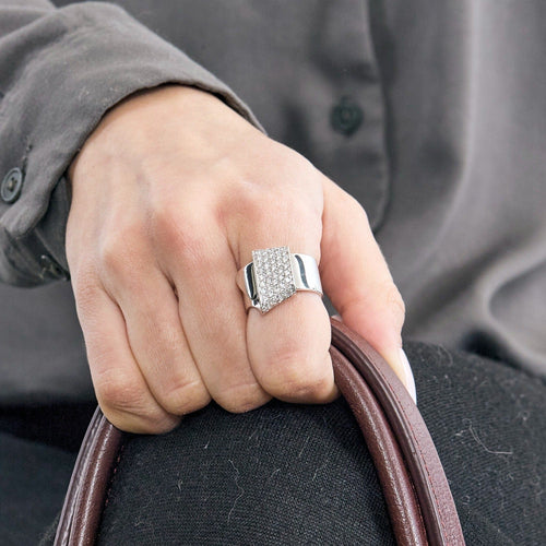 Bague 54 Bague moderniste en or gris et diamants 58 Facettes DV12321-3-54-3