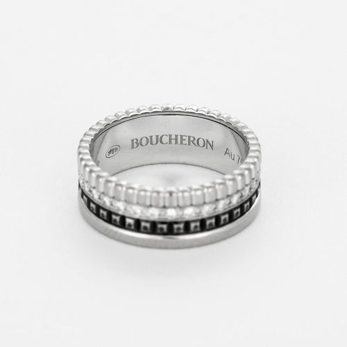Bague 50 Boucheron Quatre - Black Edition - Bague en or gris et diamants 58 Facettes DV13071-2-50-2