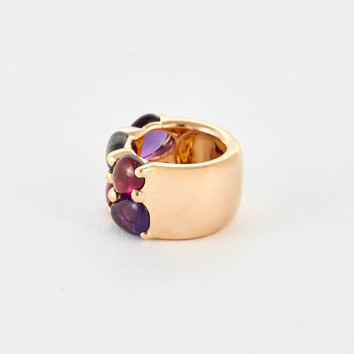 Bague 48 POMELLATO - Sassi - Large bague or jaune, améthyste, tourmalises et grenats. 58 Facettes DV0947-2-48-2