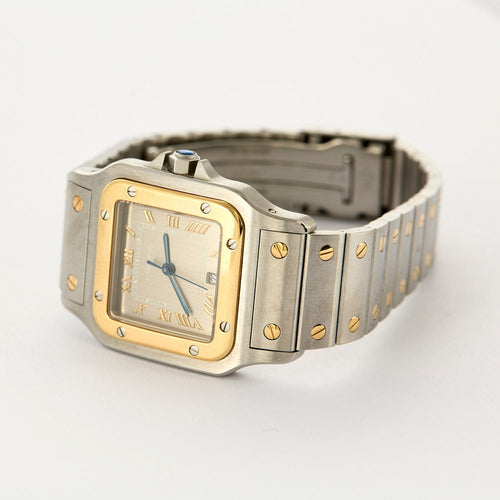 Montre CARTIER - Santos Galbée - Montre acier et or jaune, cadran gris. 58 Facettes DV0913-1