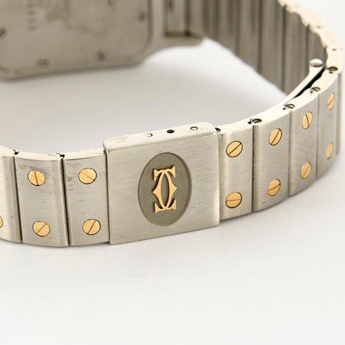 Montre CARTIER - Santos Galbée - Montre acier et or jaune, cadran gris. 58 Facettes DV0913-1