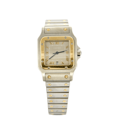 Montre CARTIER - Santos Galbée - Montre acier et or jaune, cadran gris. 58 Facettes DV0913-1