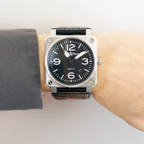 Montre BELL & ROSS - Montre automatique Bell & Ross BR0392 en acier inoxydable et bracelet en cuir. 58 Facettes DV12249-4