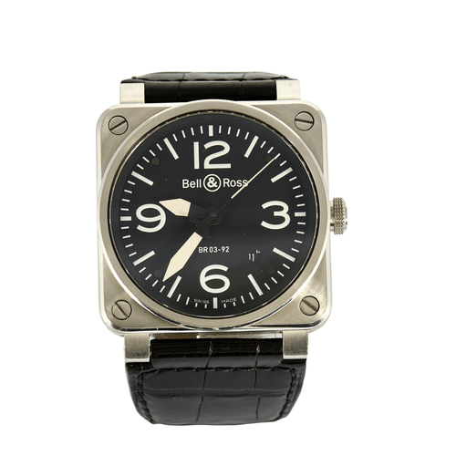 Montre BELL & ROSS - Montre automatique Bell & Ross BR0392 en acier inoxydable et bracelet en cuir. 58 Facettes DV12249-4