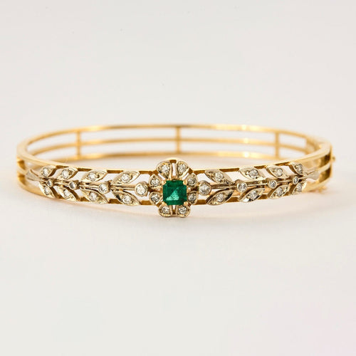 Bracelet Bracelet en or jaune, émeraude et diamants 58 Facettes DV0834-7